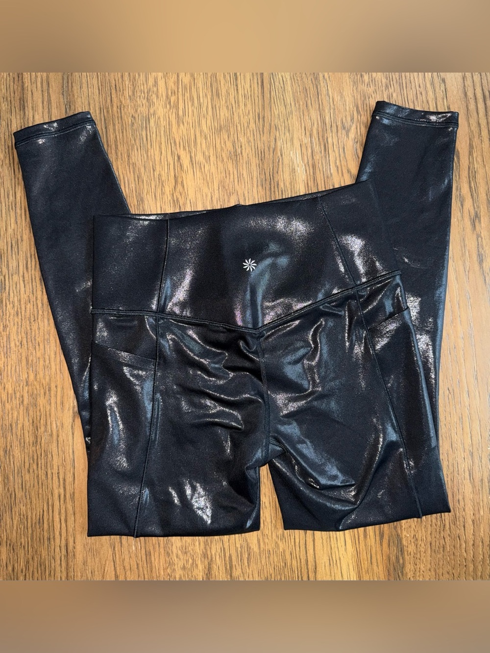 Shiny Black High-Waist Leggings